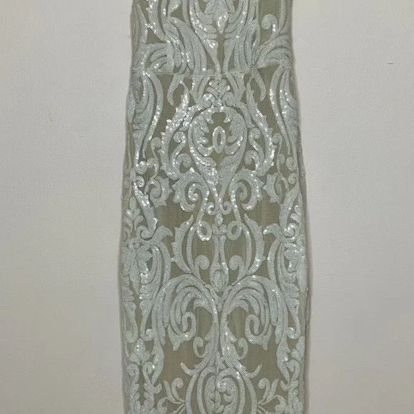 Windsor Meg Formal Sequin Halter Dress White Sz M - Picture 6 of 15